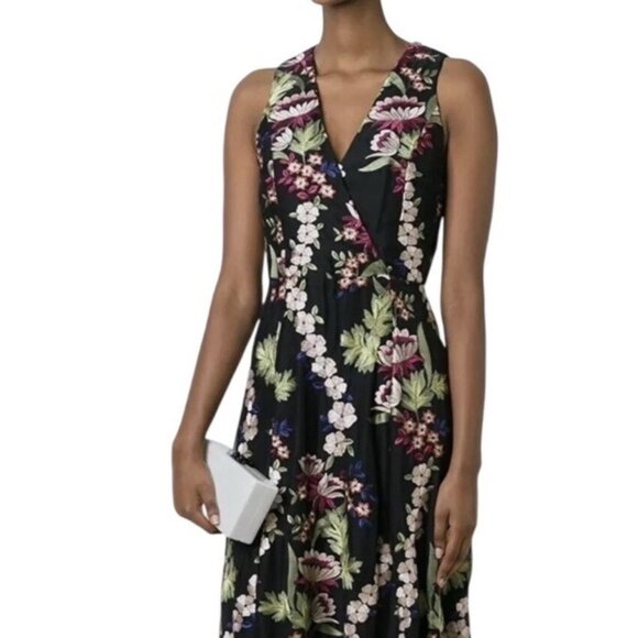 NWT Alice + Olivia Sheena Black Floral Embroidered Midi Maxi Dress 10 - Picture 1 of 10